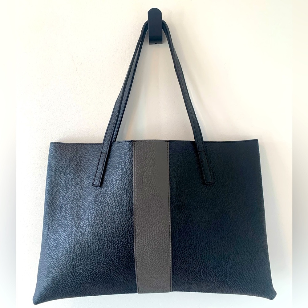 Vince Camino Vegan Leather Black & Gray Tote Bag